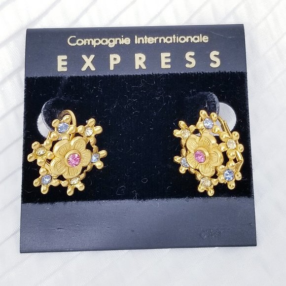 Express Floral Lever Back Pierced Earrings - New - Picture 5 of 6